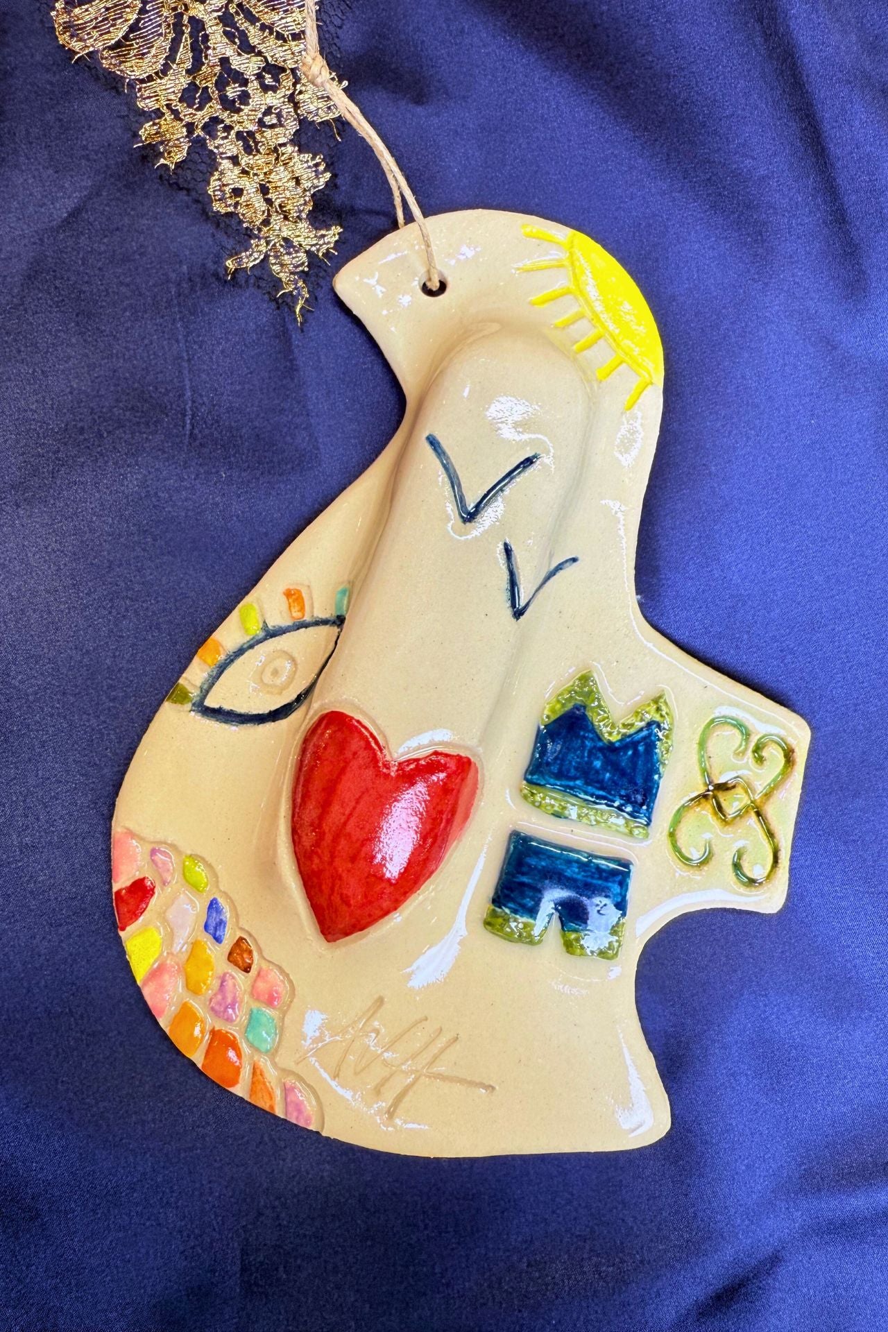 Bijou de Mur - Colombe "Nuit Etoilée" - Oeuvre unique 1/1 signé AVH - Vannina VESPERINI