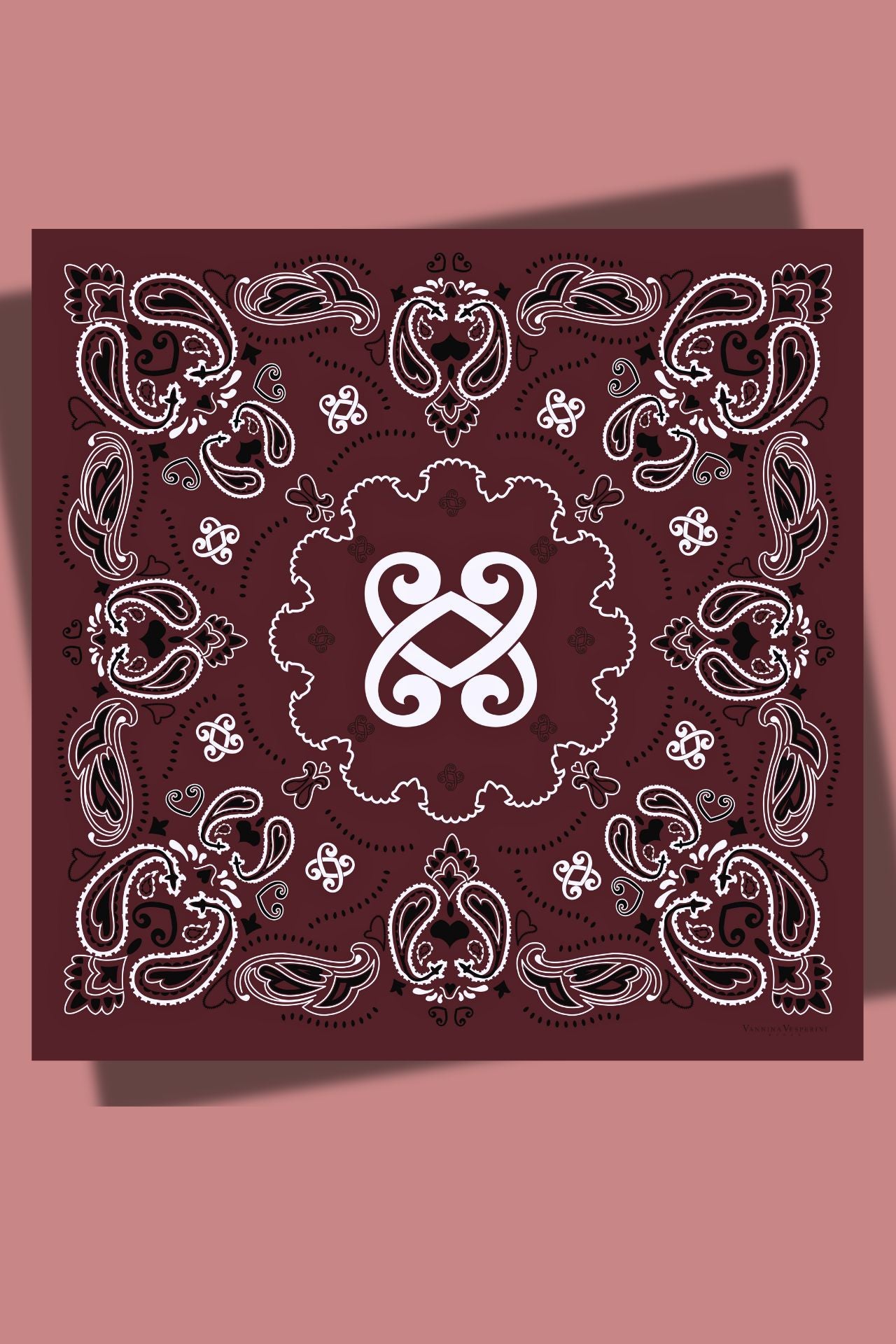 Carré VV - Série Bandana en twill de soie – Chocolat - Vannina VESPERINI