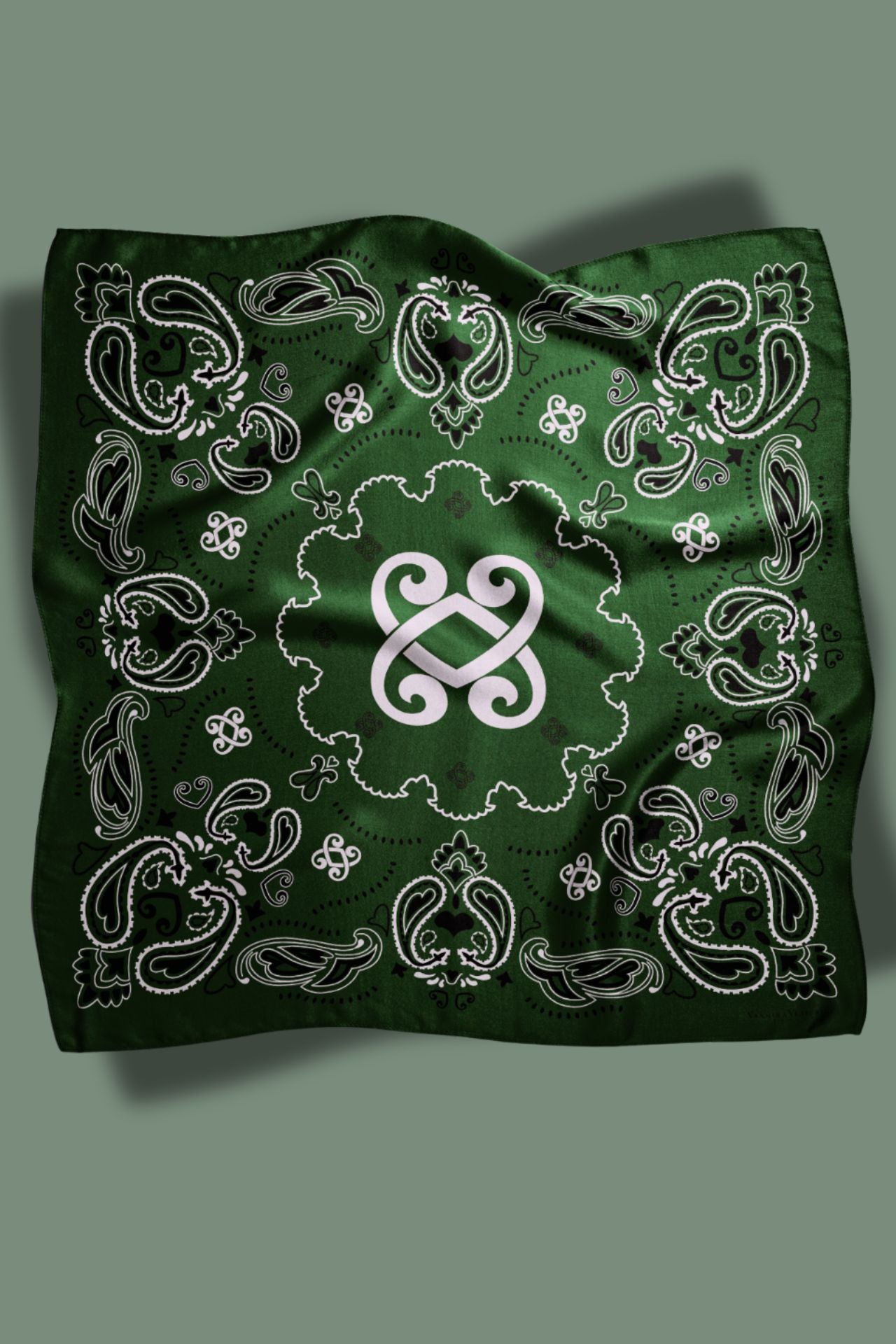 Carré VV - Série Bandana en twill de soie – Kaki Vert Forêt - Vannina VESPERINI