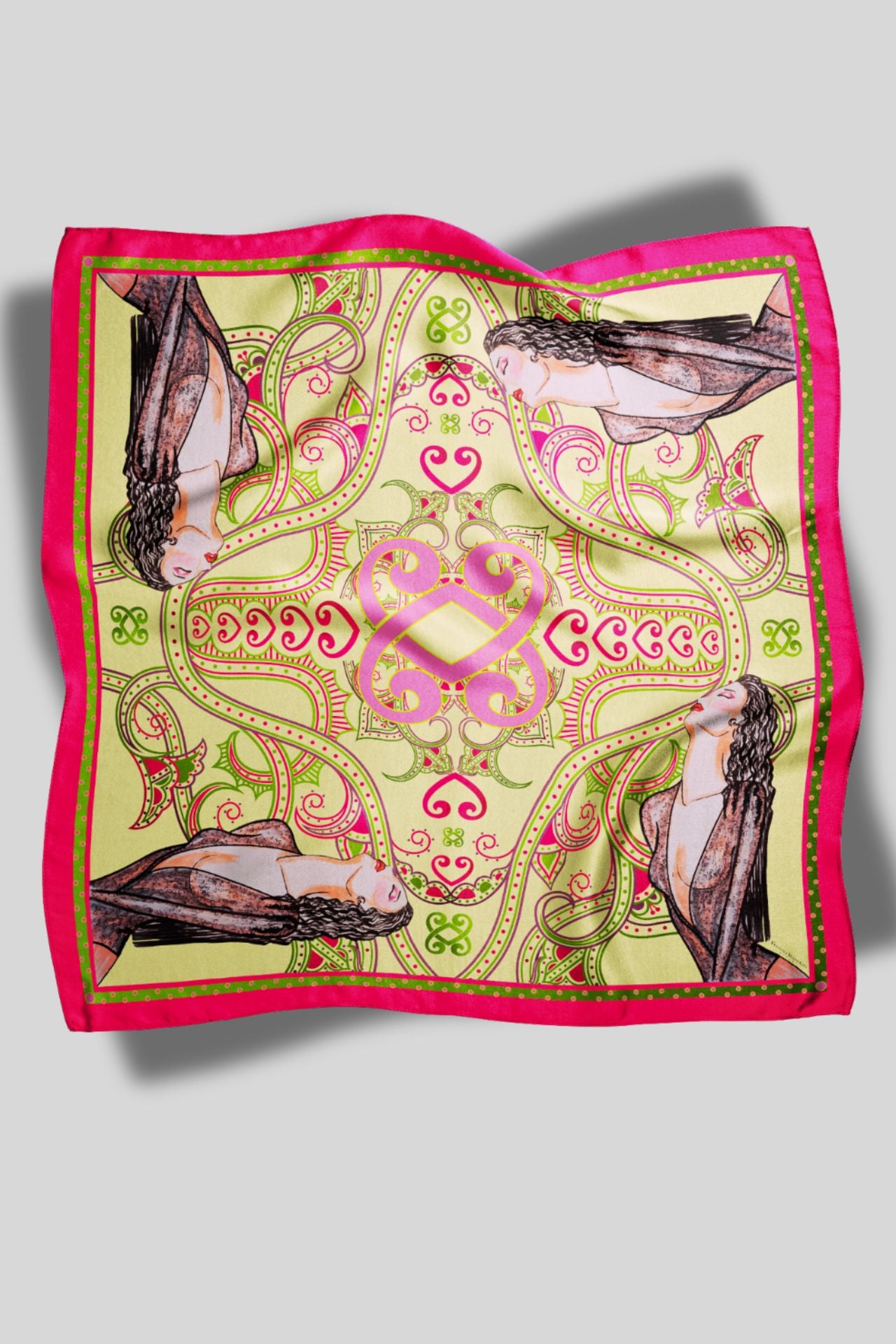Carré VV - Série Bandana en twill de soie – Pink Tragedy - Vannina VESPERINI