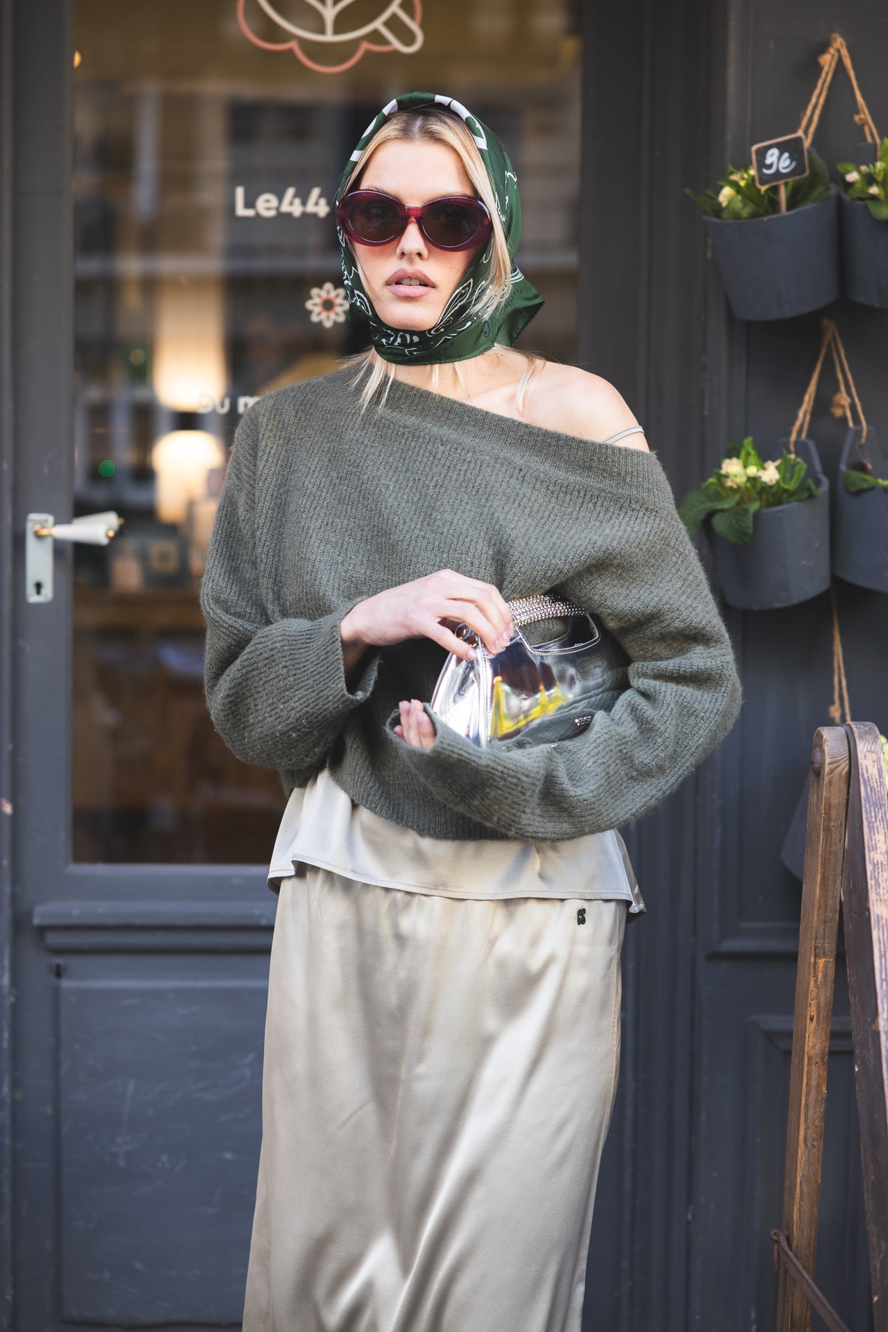 Pull en maille encolure bateau Kaki - Vannina VESPERINI