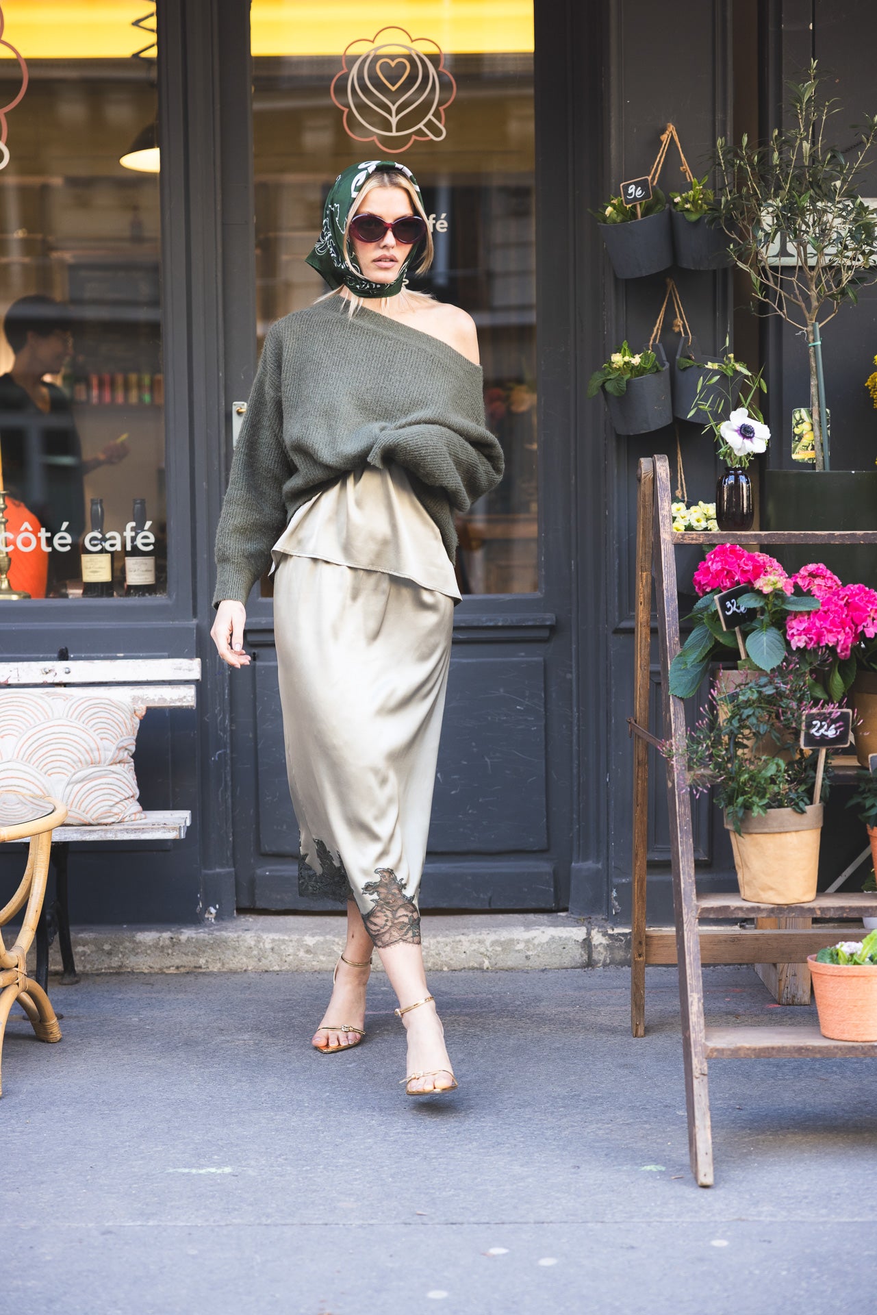 Pull en maille encolure bateau Kaki - Vannina VESPERINI