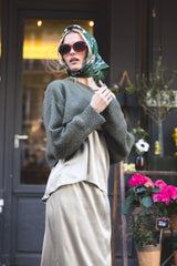 Carré VV - Série Bandana en twill de soie – Kaki Vert Forêt - Vannina VESPERINI