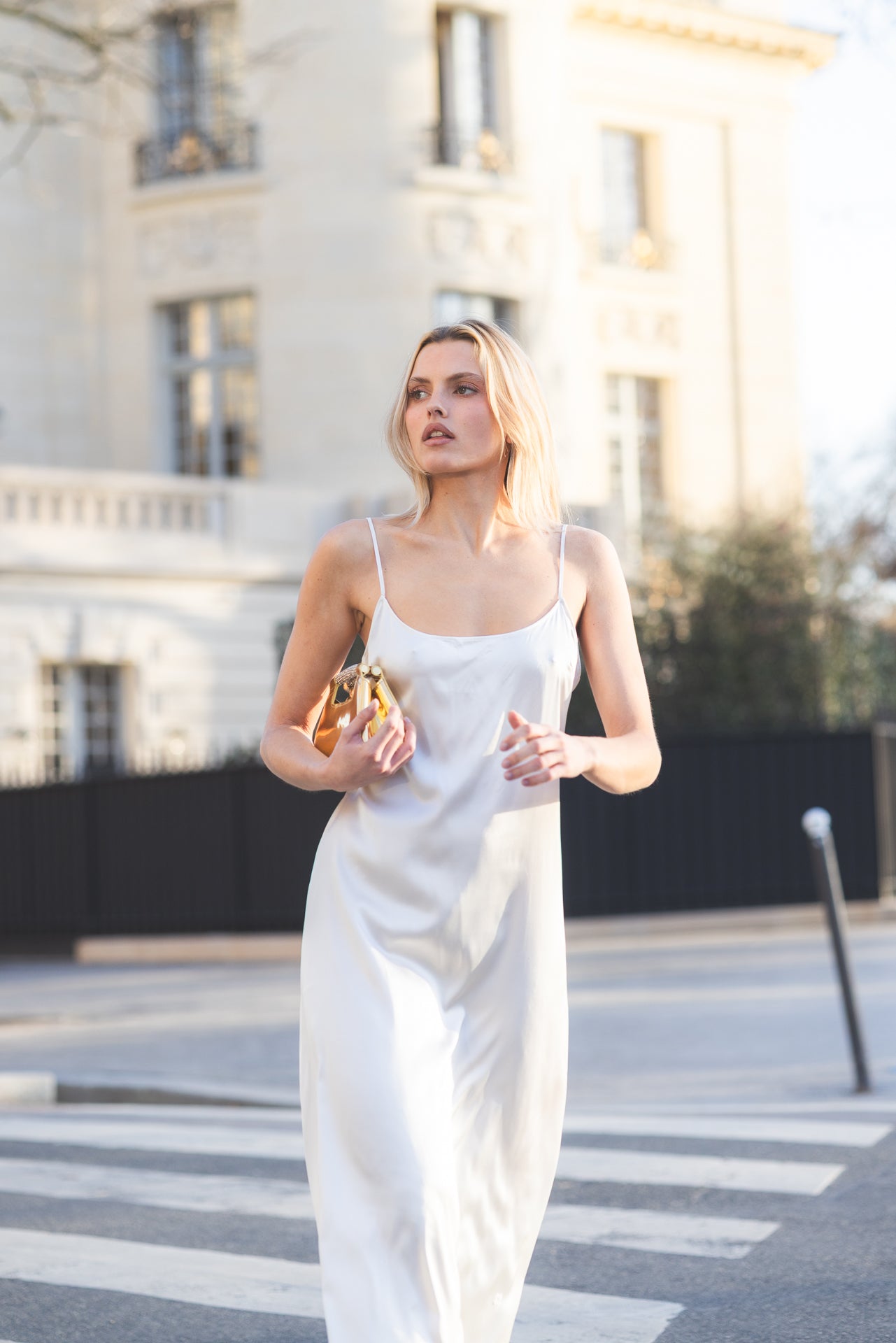 Robe midi en soie Ivoire - Vannina VESPERINI