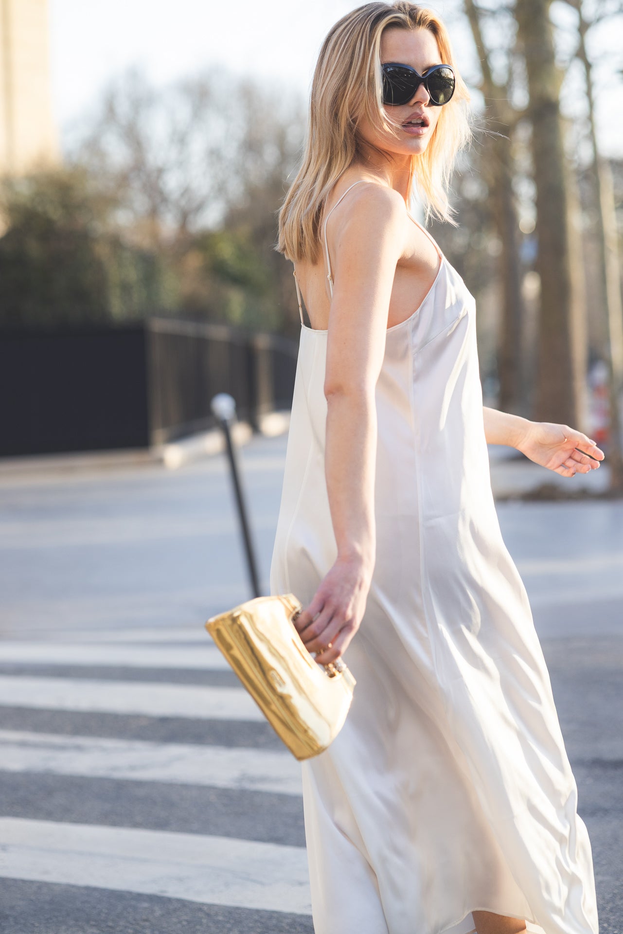 Robe midi en soie Ivoire - Vannina VESPERINI