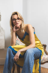 Robe midi en soie, Gold - Mysticblu - Vannina VESPERINI