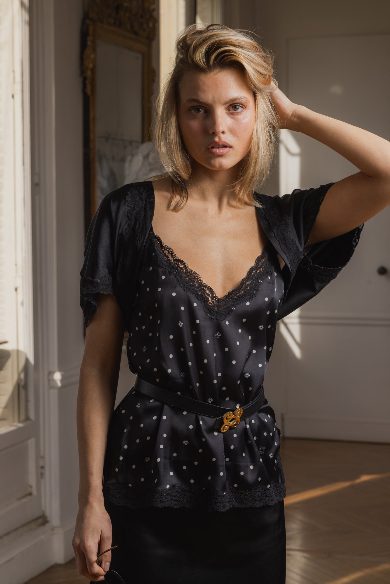 Boléro en soie doublé de soie - Noir - Vannina VESPERINI
