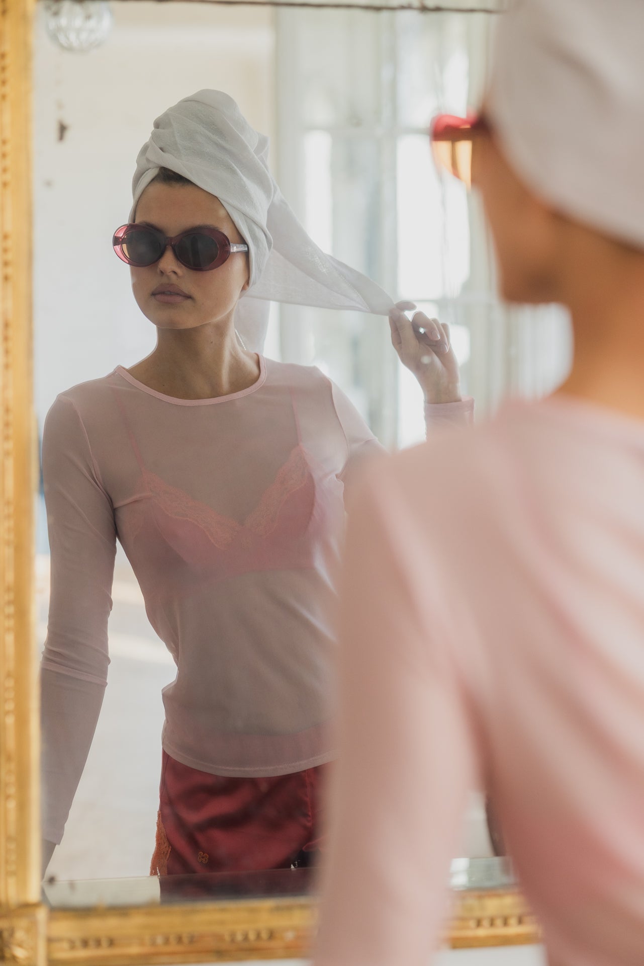 Triangle en soie Papaye - Tropic - Vannina VESPERINI