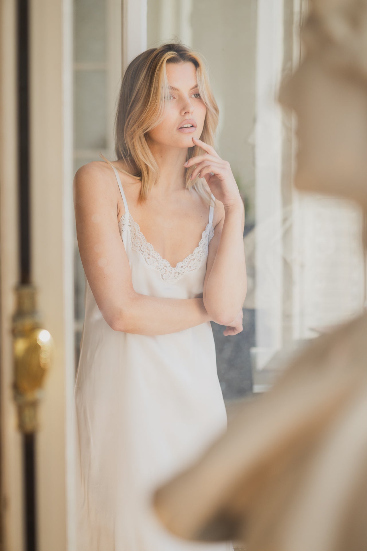 Robe midi en soie, Ivoire - Ivoire - Vannina VESPERINI