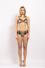 Triangle en soie Léopard - Choco - Vannina VESPERINI