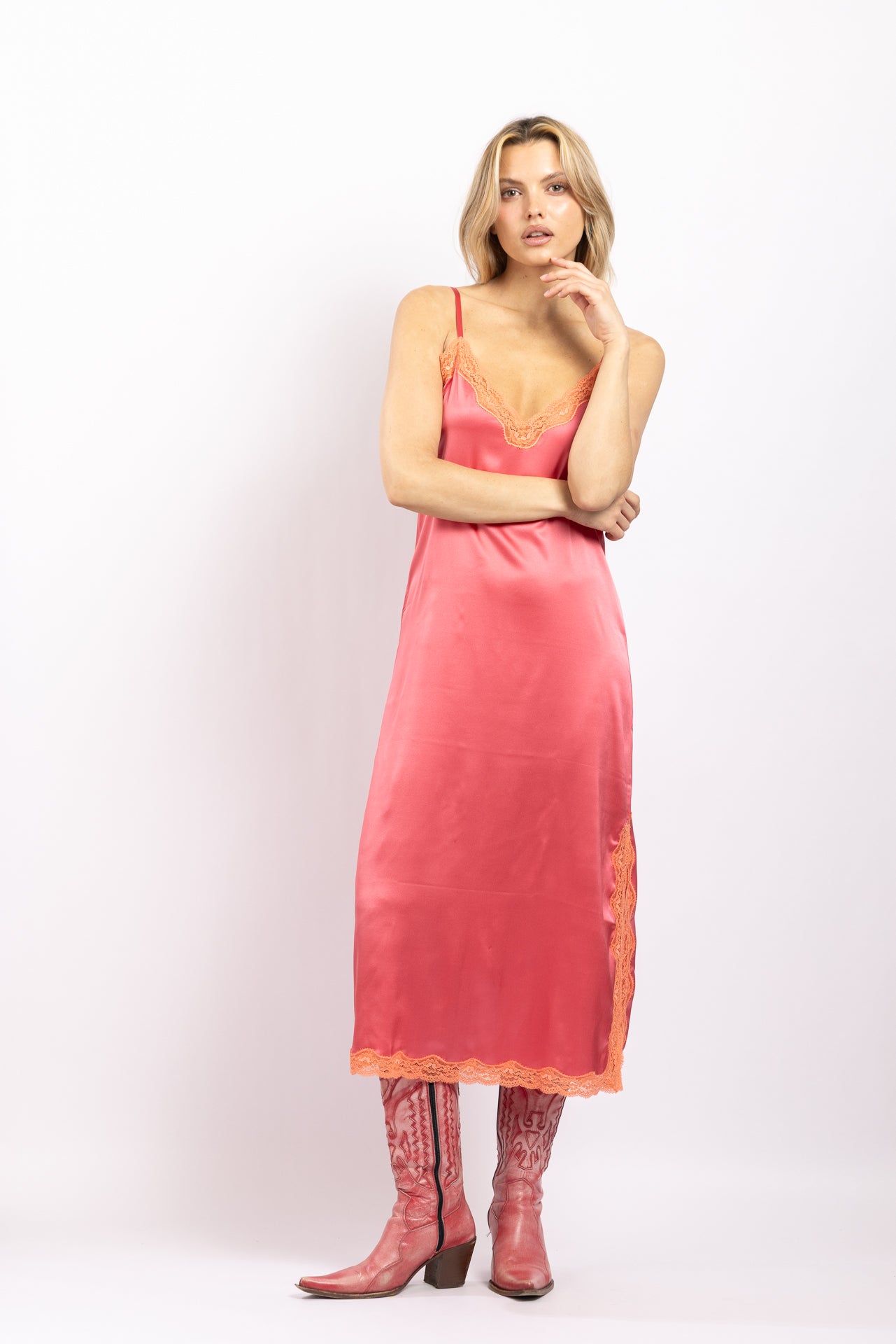 Robe midi en soie, Papaye - Tropic - Vannina VESPERINI