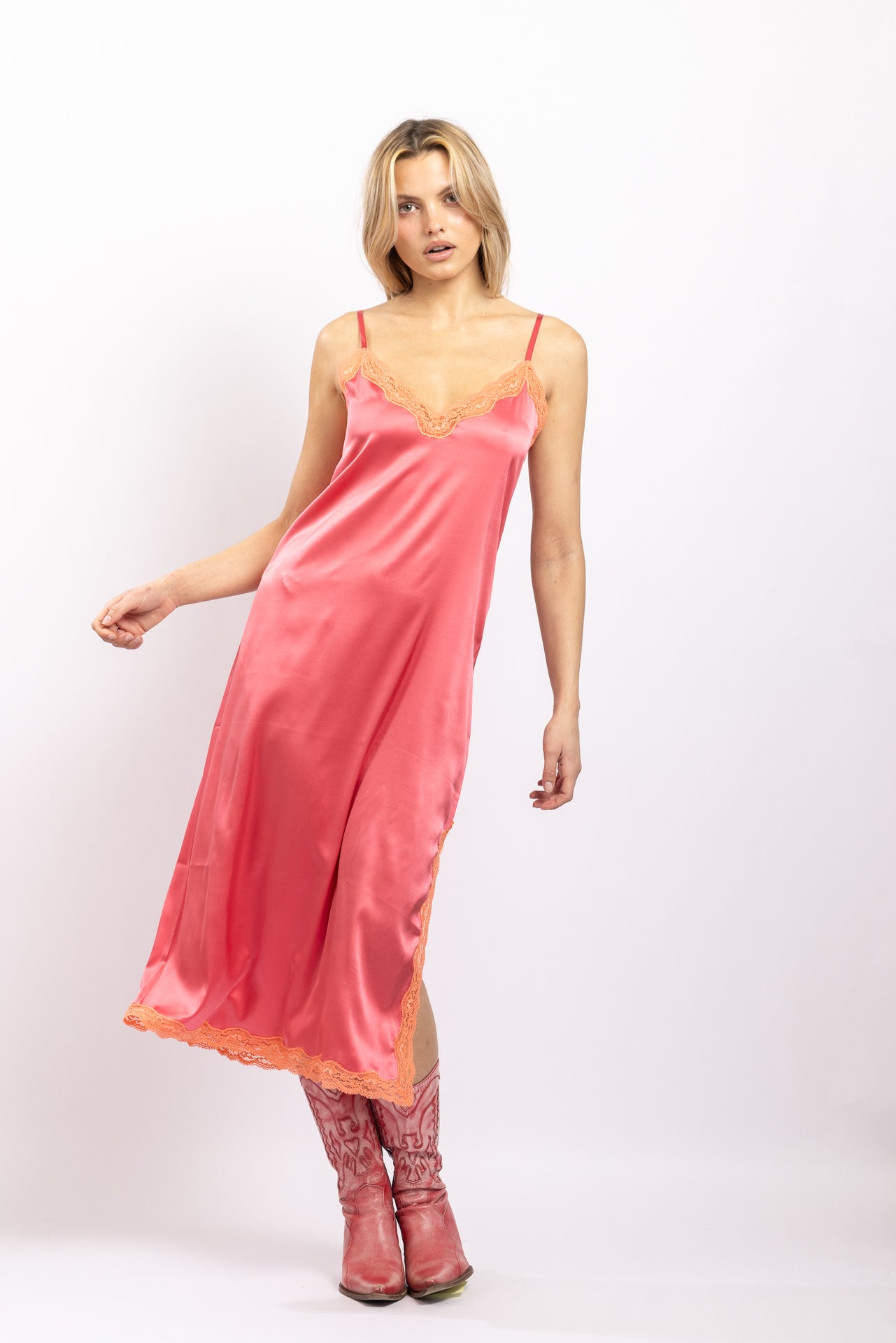 Robe midi en soie, Papaye - Tropic - Vannina VESPERINI