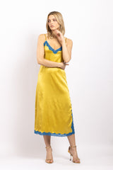 Robe midi en soie, Gold - Mysticblu - Vannina VESPERINI