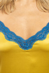 Robe midi en soie, Gold - Mysticblu - Vannina VESPERINI