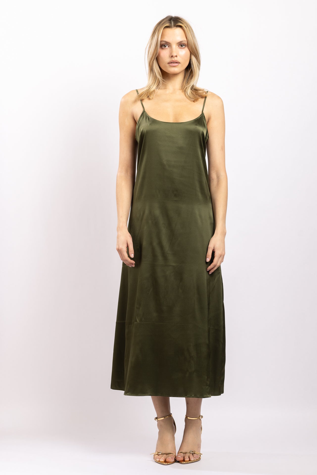 Robe midi en soie Kaki - Vannina VESPERINI