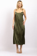 Robe midi en soie Kaki - Vannina VESPERINI