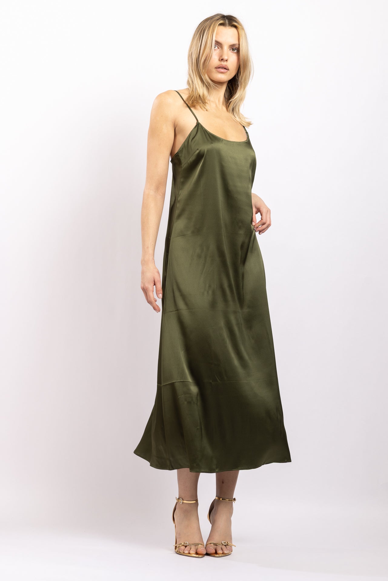 Robe midi en soie Kaki - Vannina VESPERINI