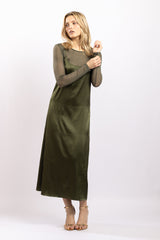 Robe midi en soie Kaki - Vannina VESPERINI