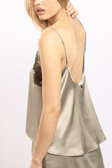 Top en soie Norma, Caviar - Bronze - Vannina VESPERINI