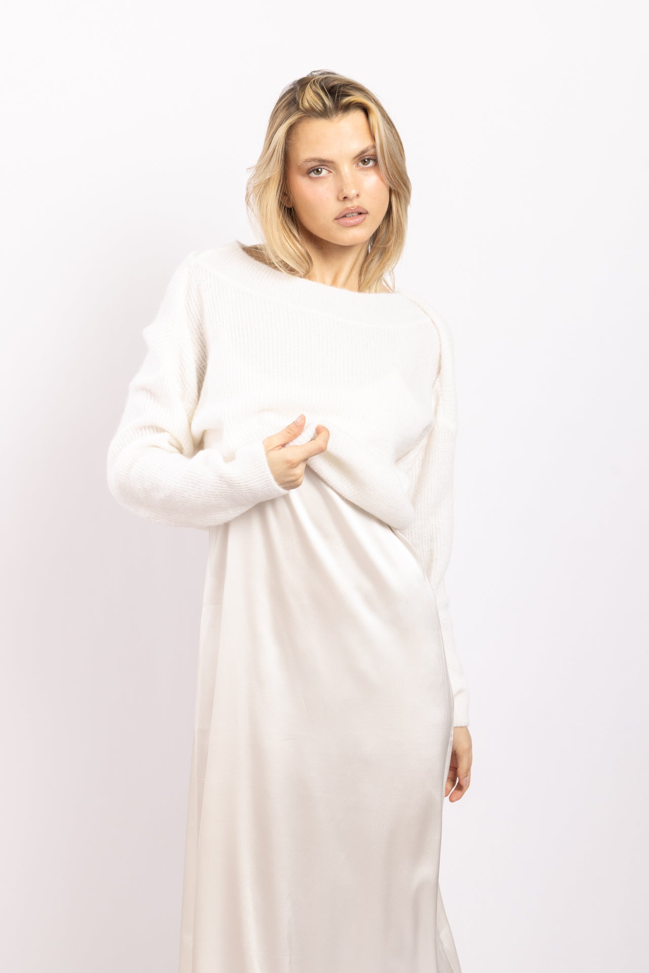 Robe midi en soie Ivoire - Vannina VESPERINI