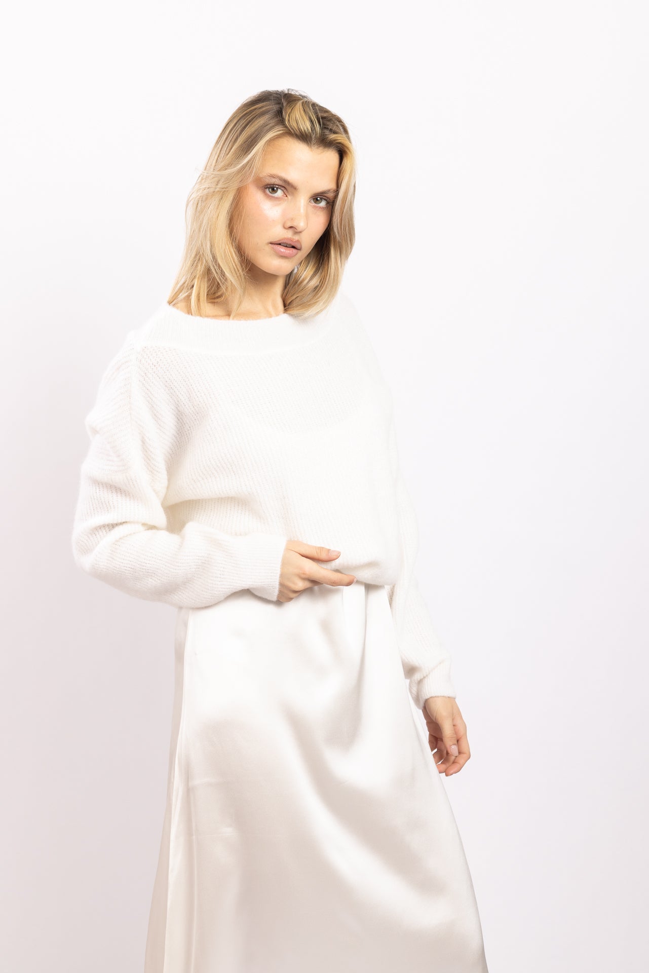 Robe midi en soie Ivoire - Vannina VESPERINI