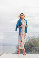 Robe midi en soie, Aquarelle - Mais - Vannina VESPERINI