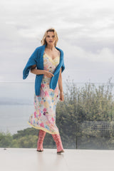 Robe midi en soie, Aquarelle - Mais - Vannina VESPERINI