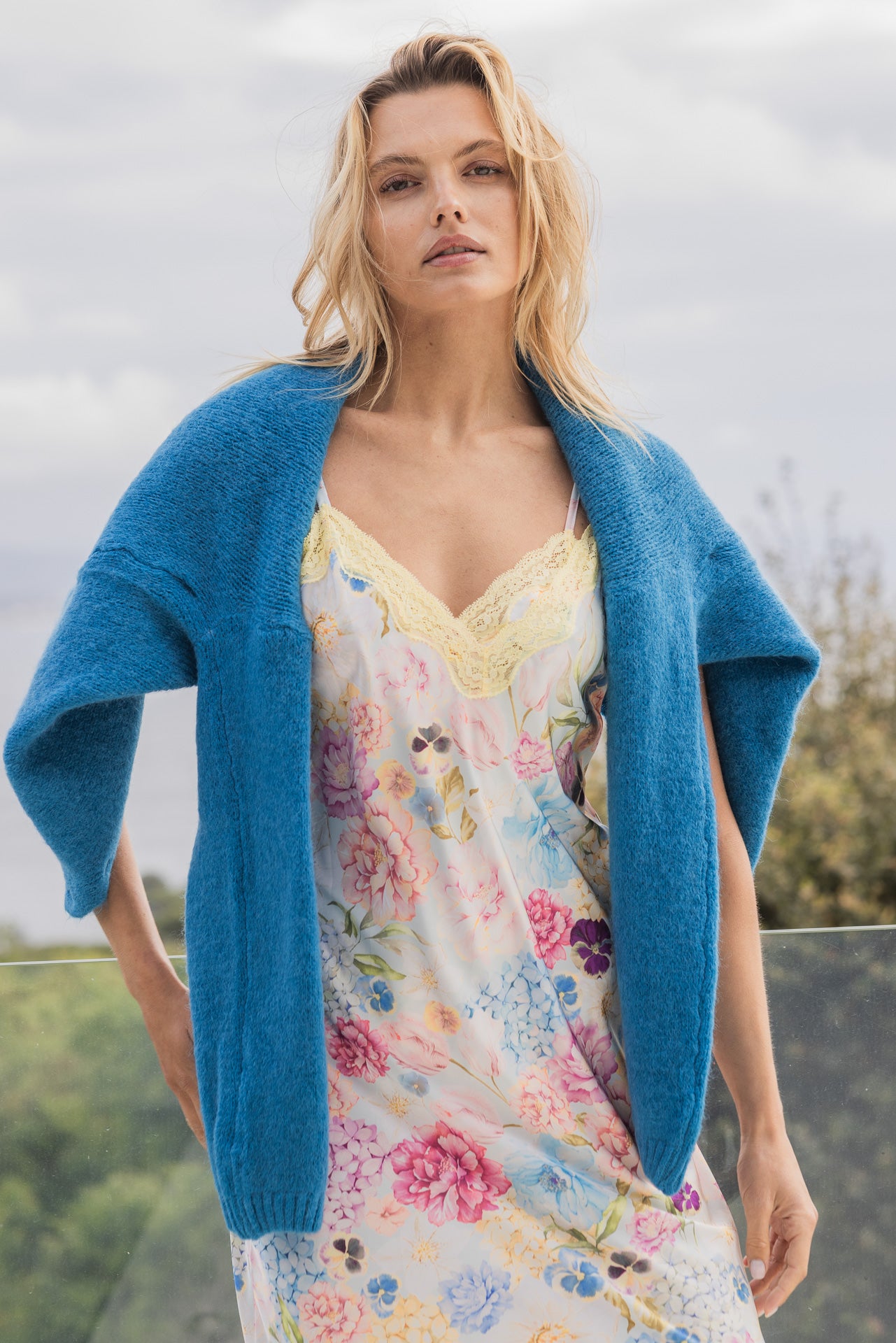 Robe midi en soie, Aquarelle - Mais - Vannina VESPERINI