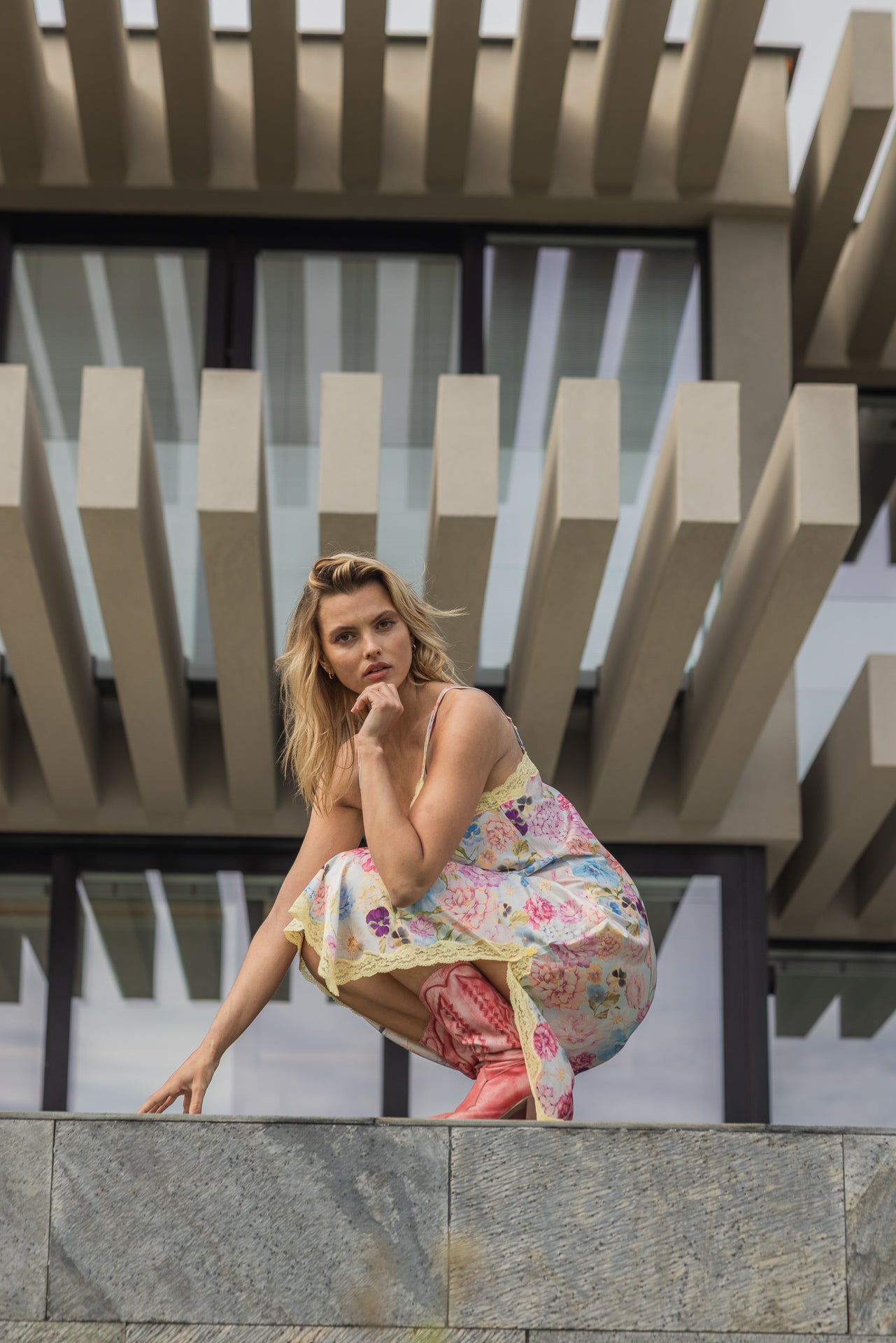 Robe midi en soie, Aquarelle - Mais - Vannina VESPERINI