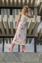 Robe midi en soie, Aquarelle - Mais - Vannina VESPERINI