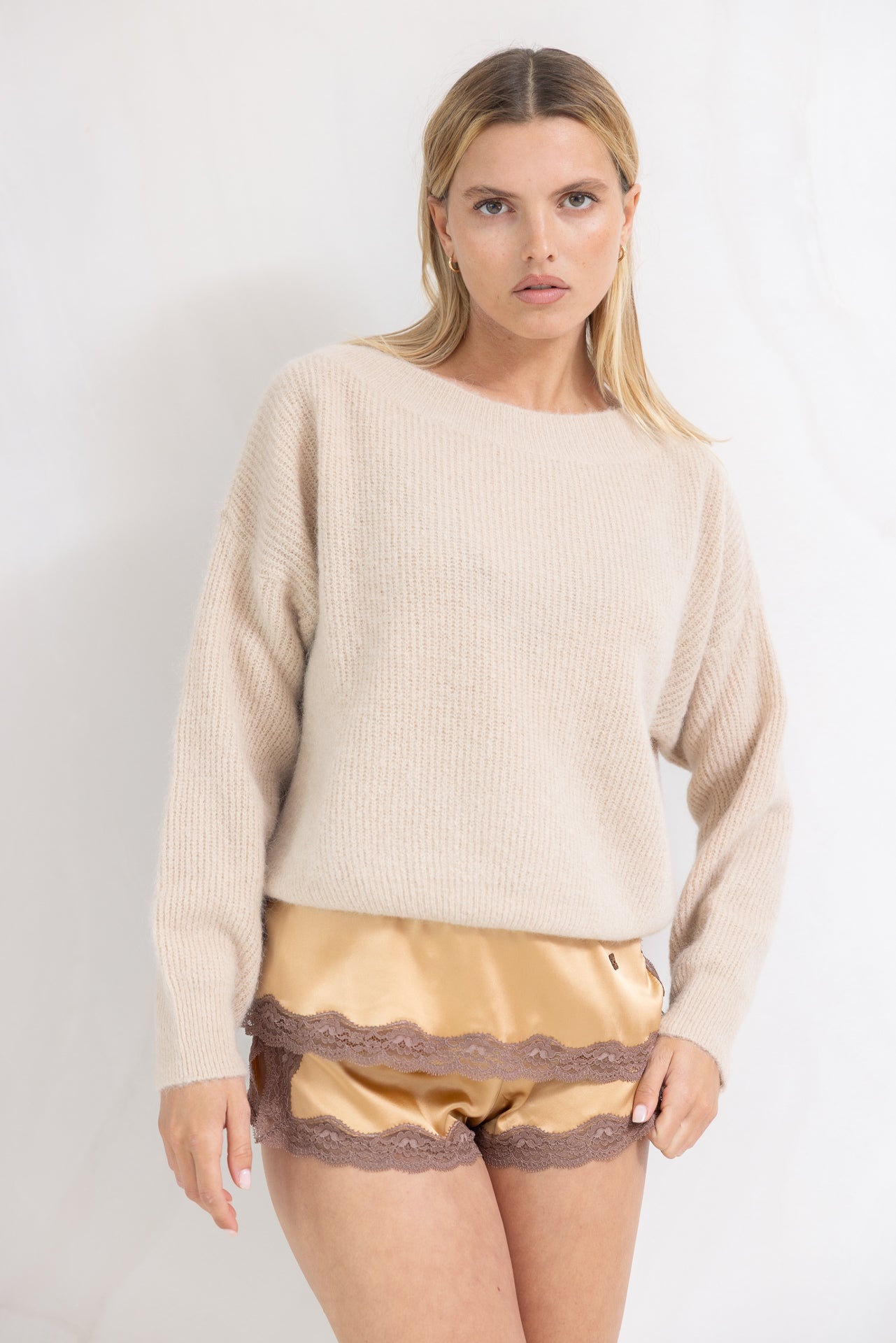 Pull en maille encolure bateau Nacre - Vannina VESPERINI