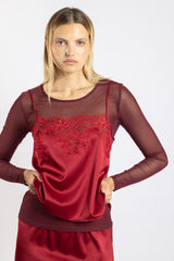 Top en soie Norma, Rubis - Grenade - Vannina VESPERINI
