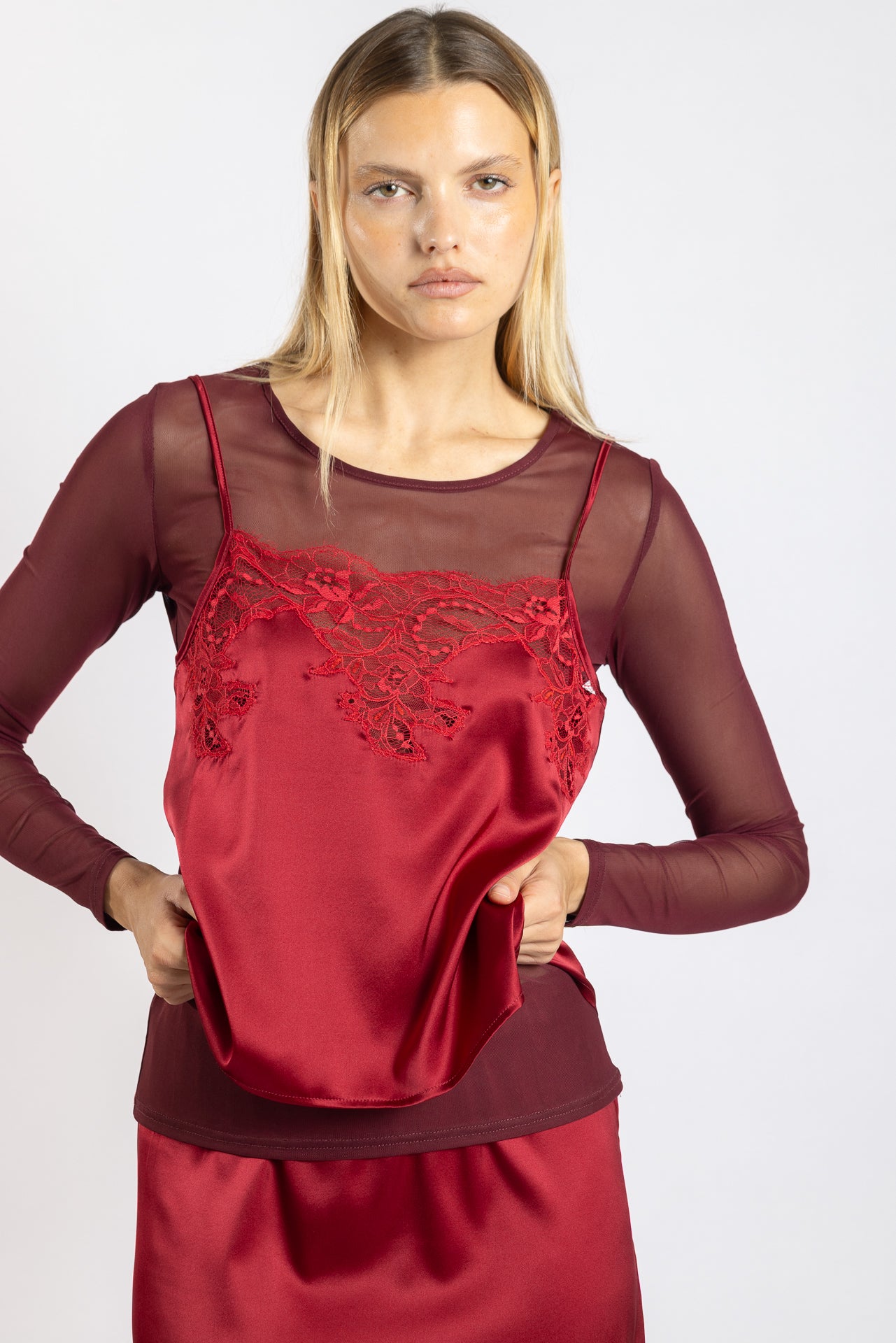 Top en tulle - Burgundy - Vannina VESPERINI