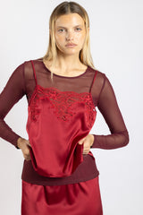 Top en tulle - Burgundy