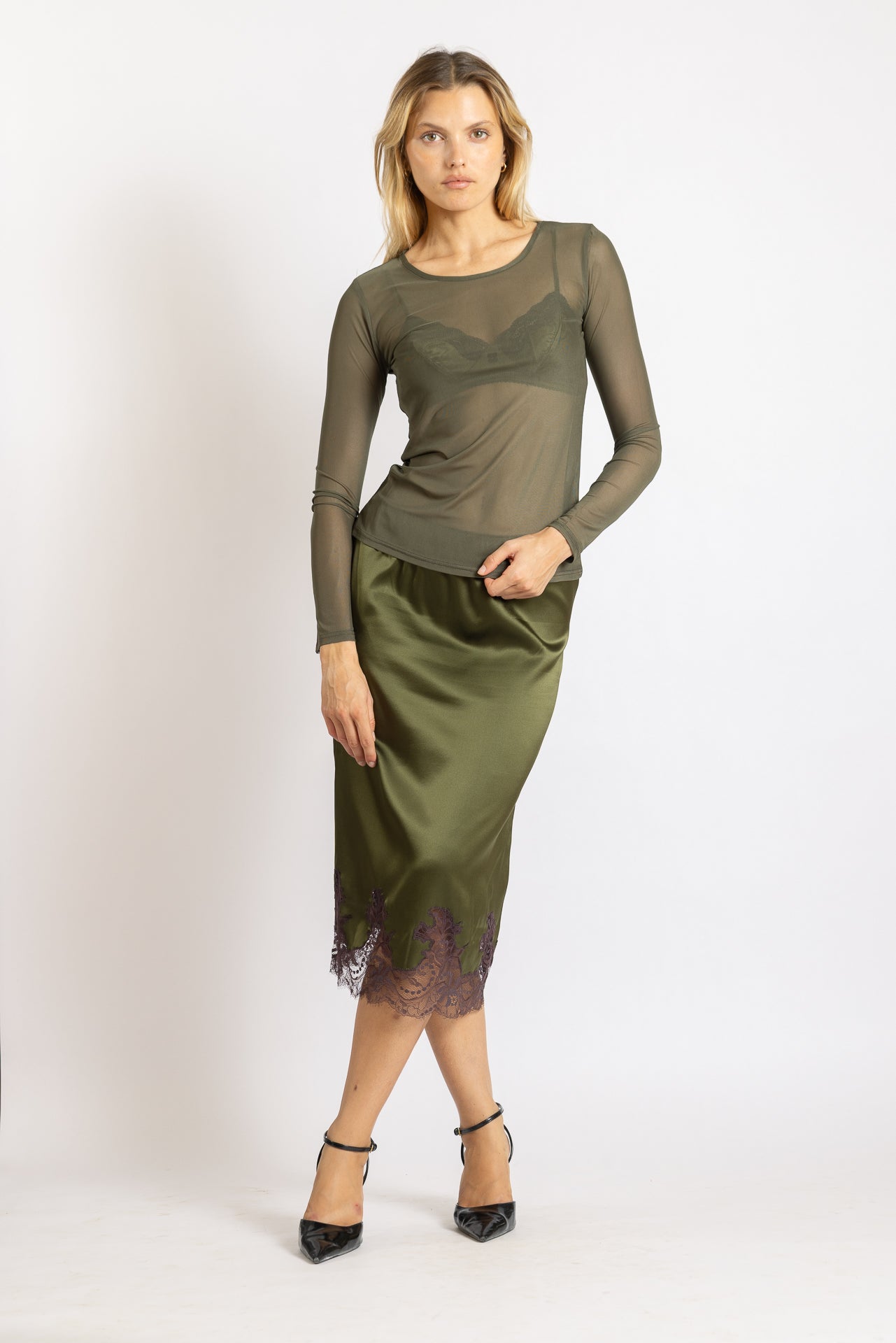 Top en tulle - Kaki - Vannina VESPERINI