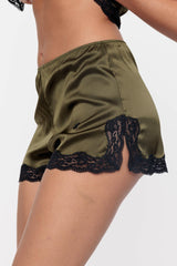 Khaki silk boxer shorts - Black