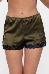 Khaki silk boxer shorts - Black