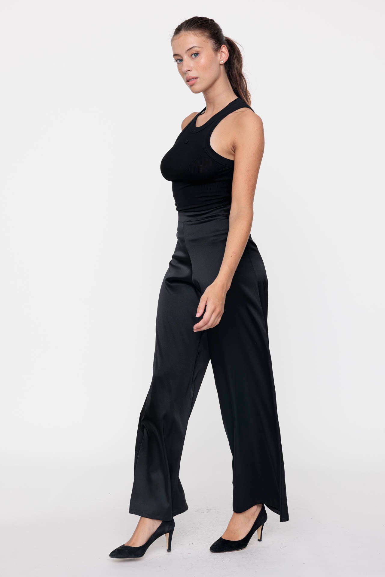 Pantalon Jane en Soie Noir