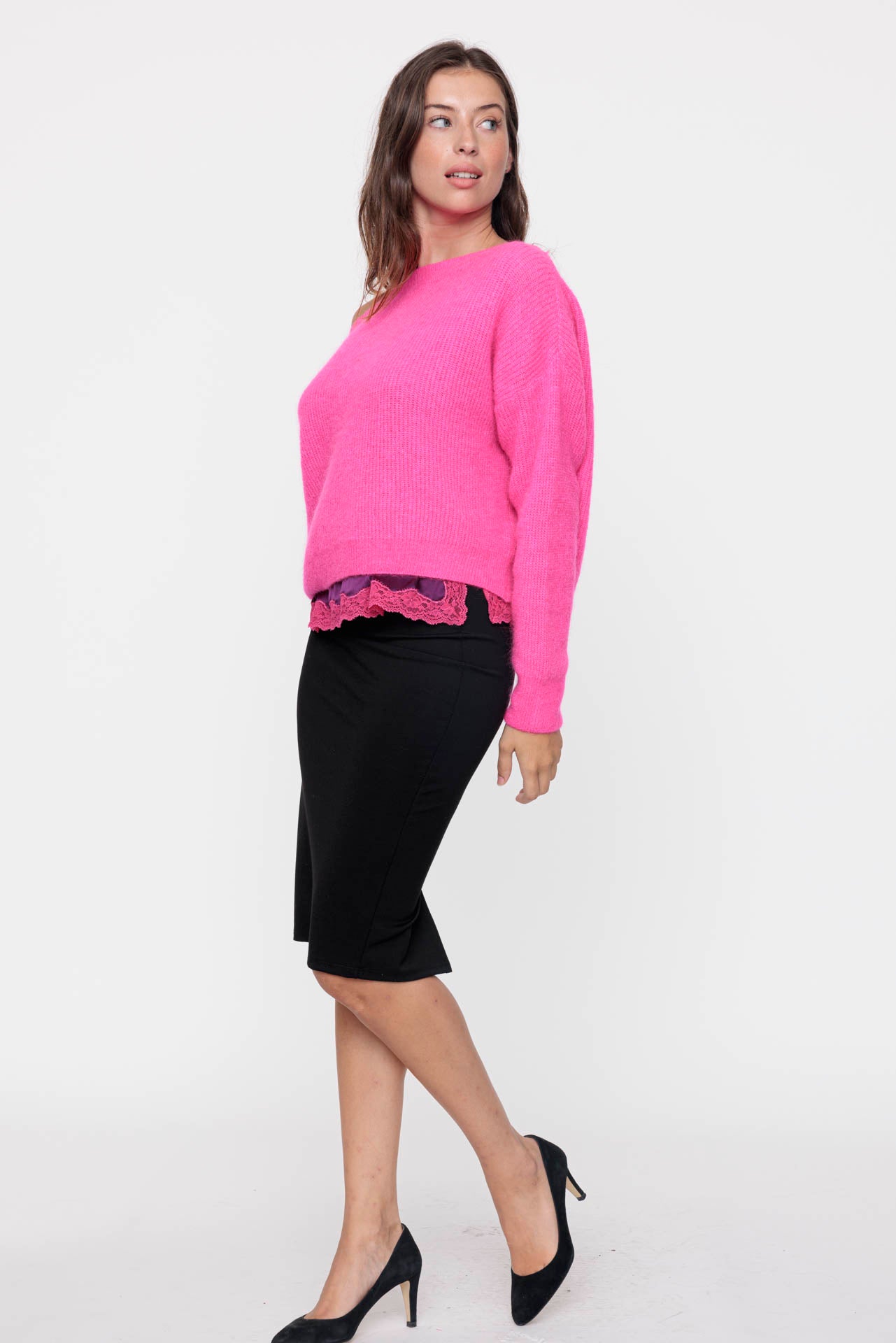 Pull en maille encolure bateau Fluorose