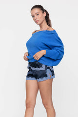 Pull en maille encolure bateau Bleu Électrique - Vannina VESPERINI