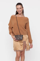 Pull en maille encolure bateau Camel