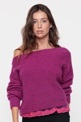 Pull en maille encolure bâteau Pivoine