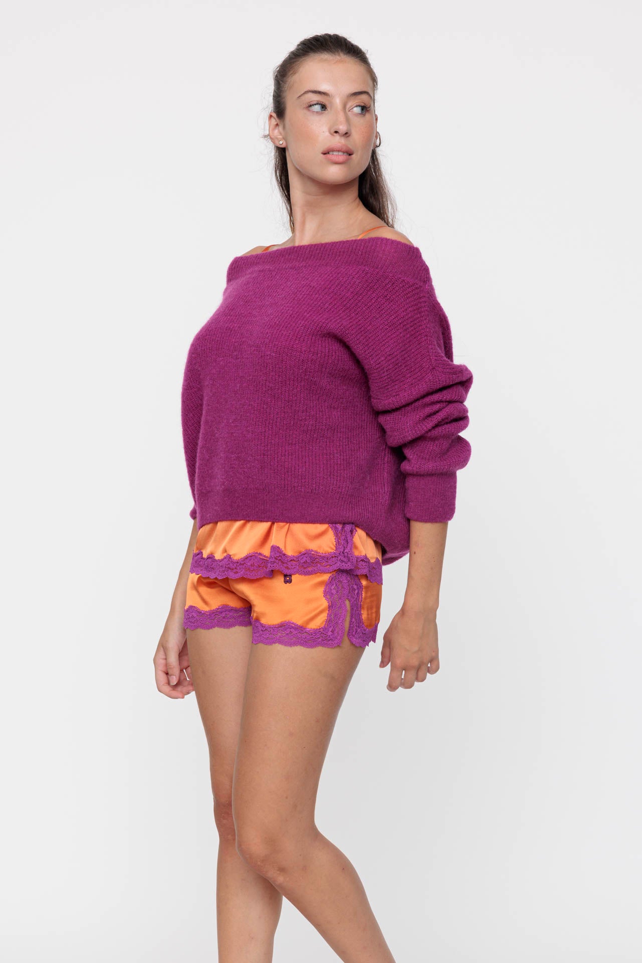 Peony boat neck knit sweater