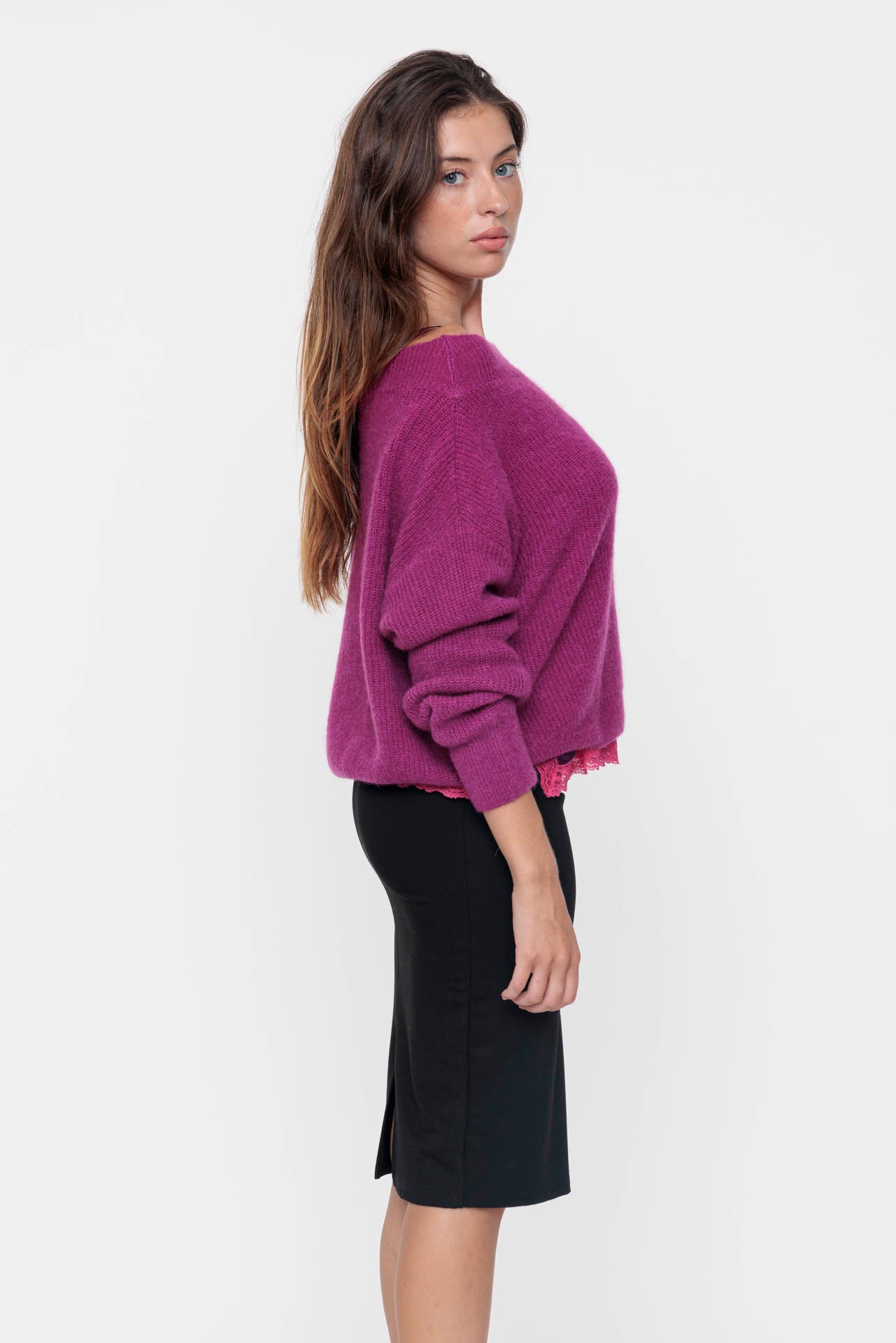 Peony boat neck knit sweater