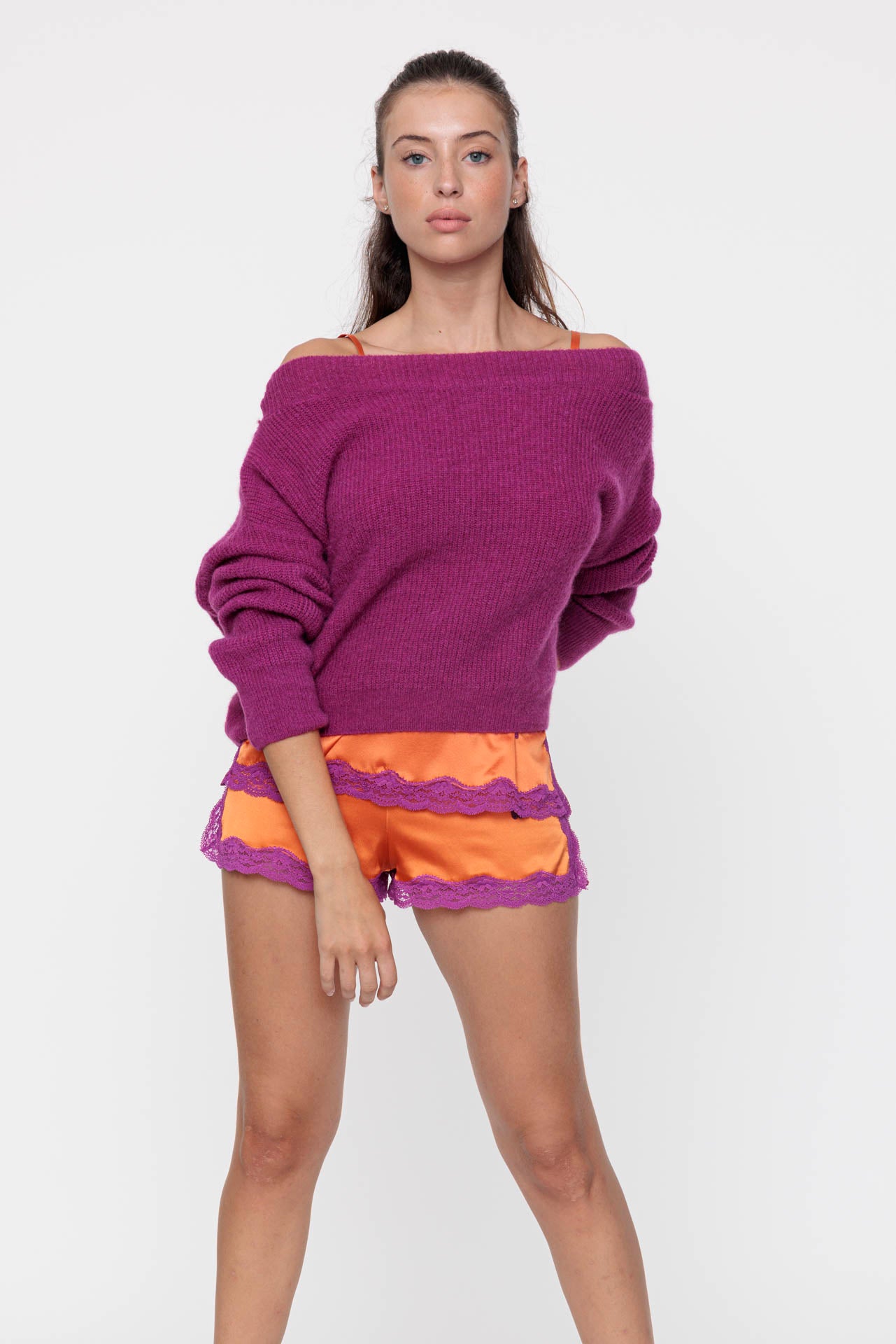 Peony boat neck knit sweater