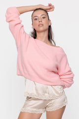 Pull en maille encolure bateau Poudre