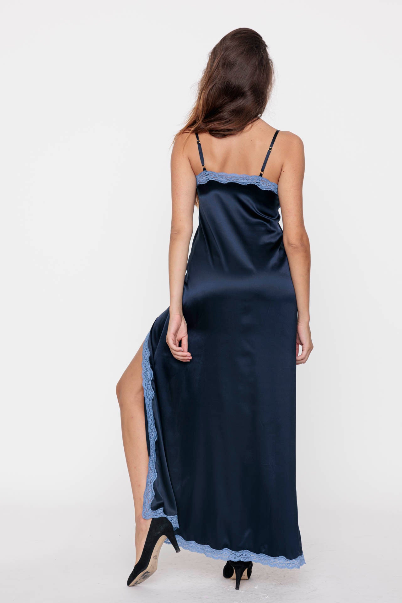 Long slit evening dress, Ocean - Jean