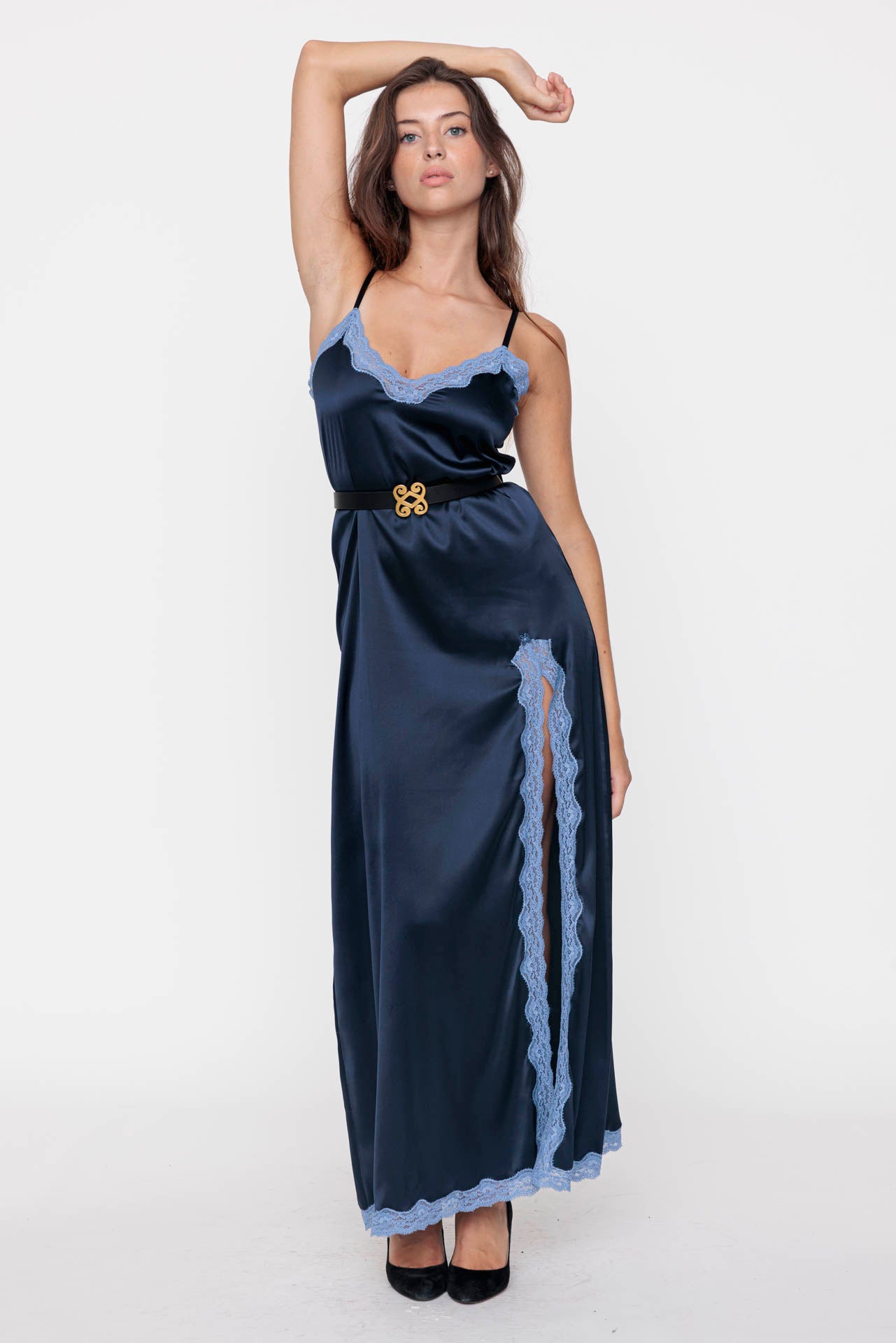 Robe de soirée longue fendue, Océan - Jean