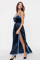 Long slit evening dress, Ocean - Jean