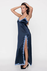 Long slit evening dress, Ocean - Jean